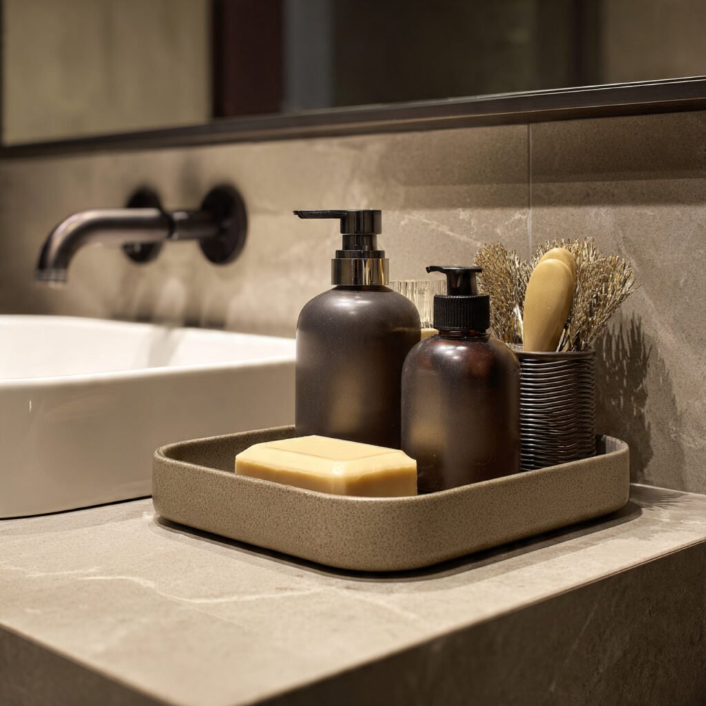 25 Bathroom Sink Decor Ideas That Instantly Elevate Your Vanity 17 Decorative tray arrangement ideas