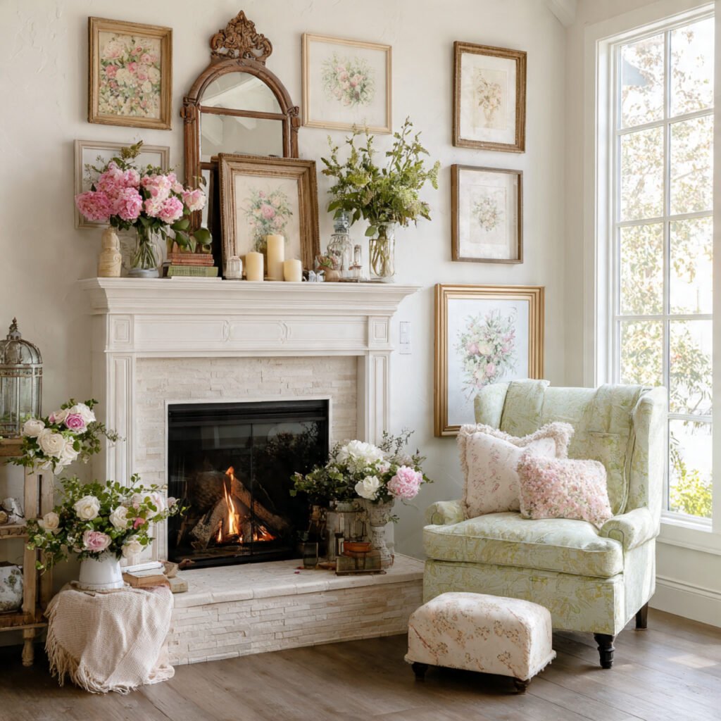 27 Spring Fireplace Ideas to Brighten Your Mantel 15 Cottage inspired mantel ideas