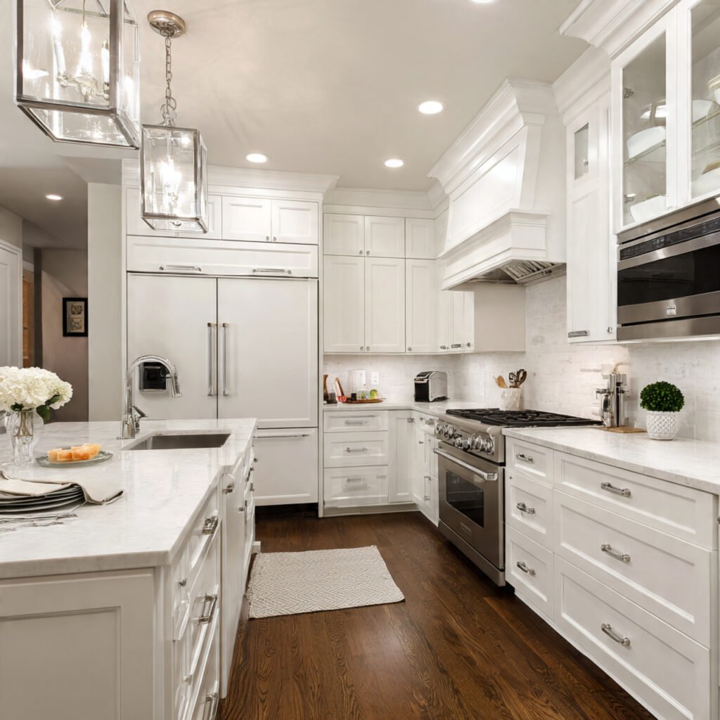 Classic White Kitchen Cabinets with Modern Touches
