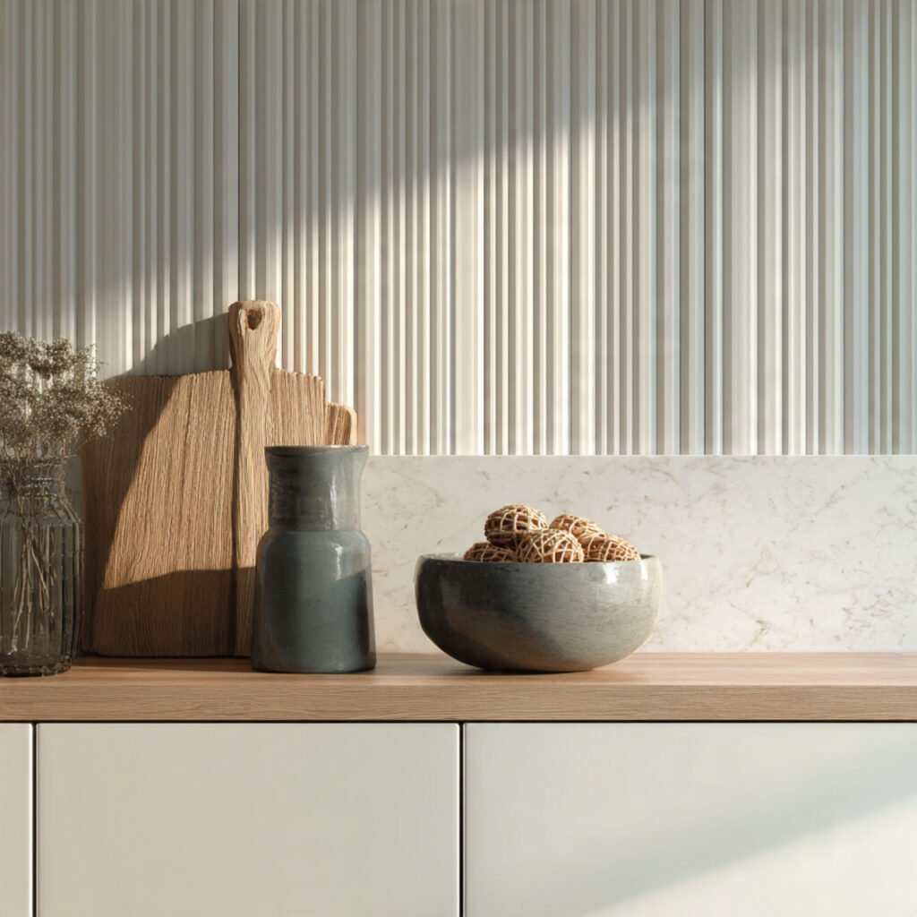 Textured White Kitchen Cabinets Design Ideas