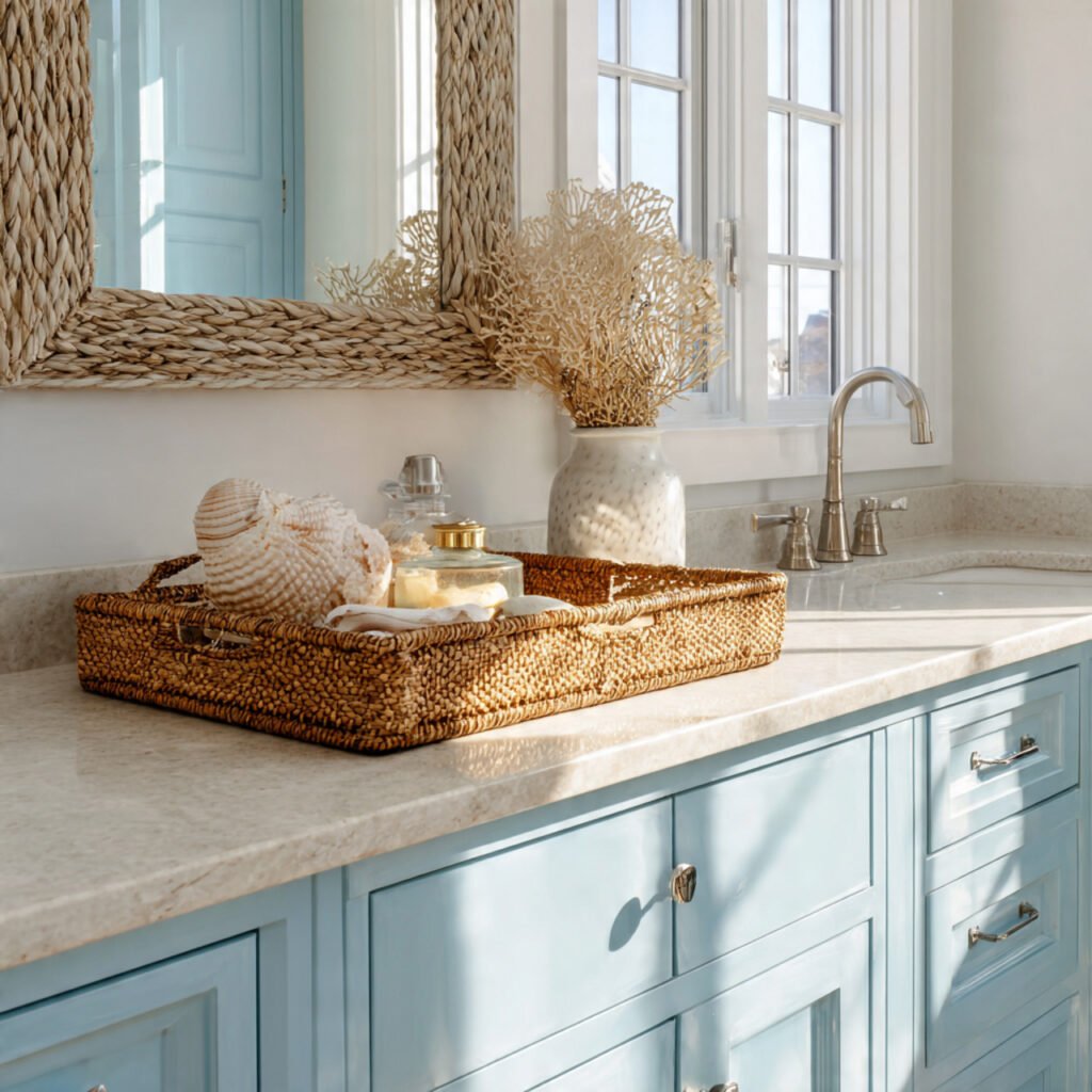 25 Bathroom Sink Decor Ideas That Instantly Elevate Your Vanity 21 Coastal countertop decor ideas