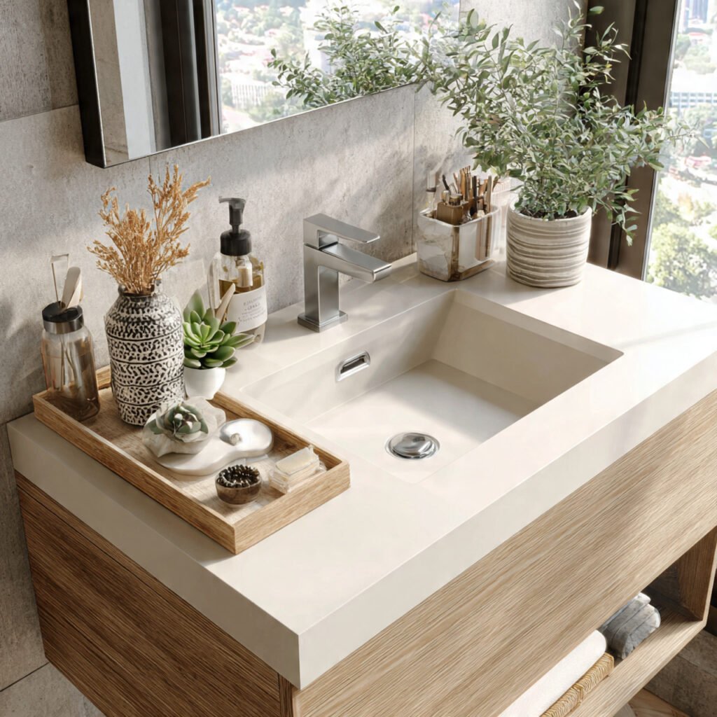 25 Bathroom Sink Decor Ideas That Instantly Elevate Your Vanity 3 Small space vanity styling ideas