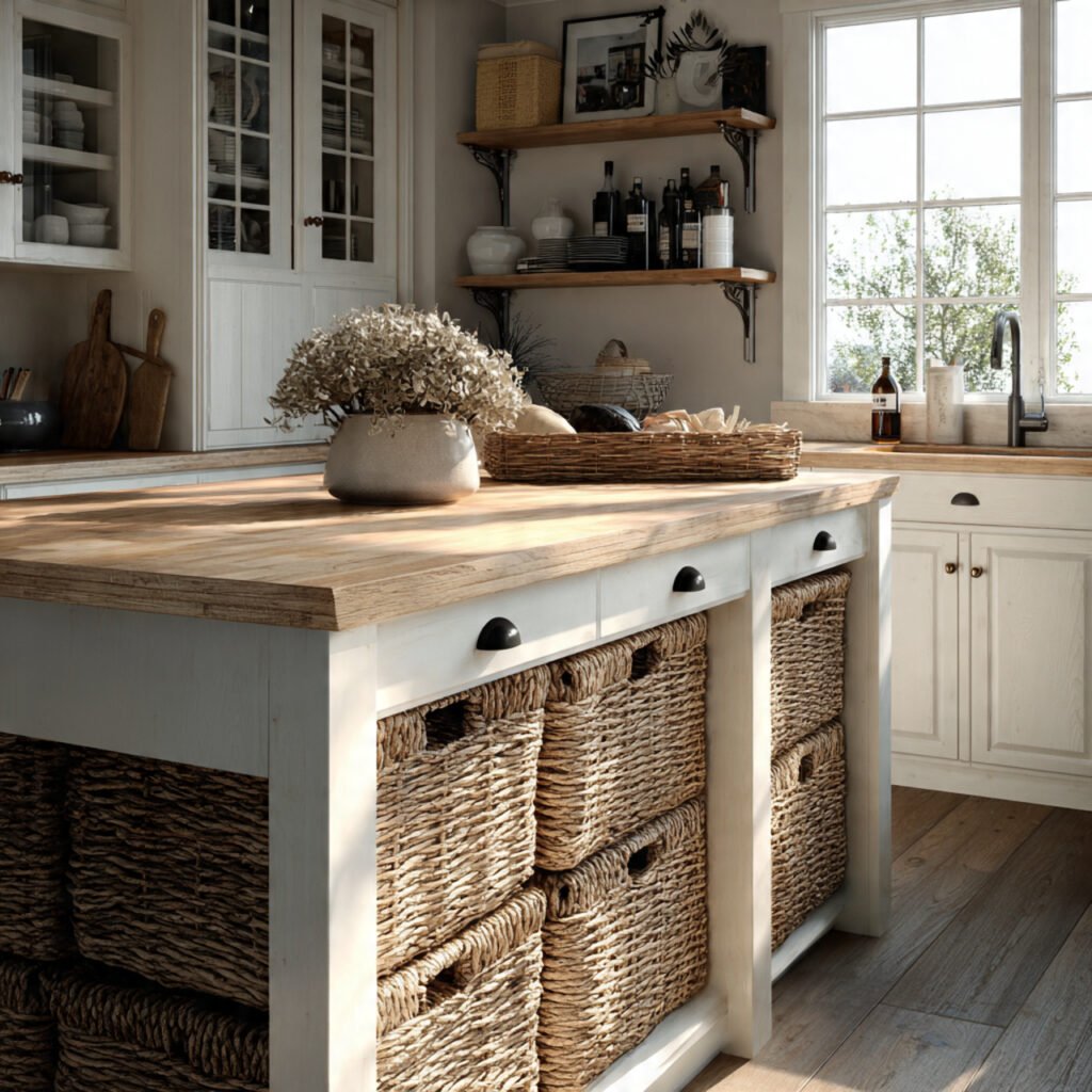 Kitchen Island Basket Storage Ideas