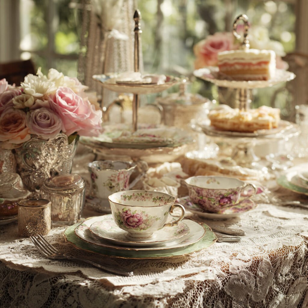 24 Beautiful Easter Table Settings Ideas for Every Style 6 Vintage Tea Party Scene