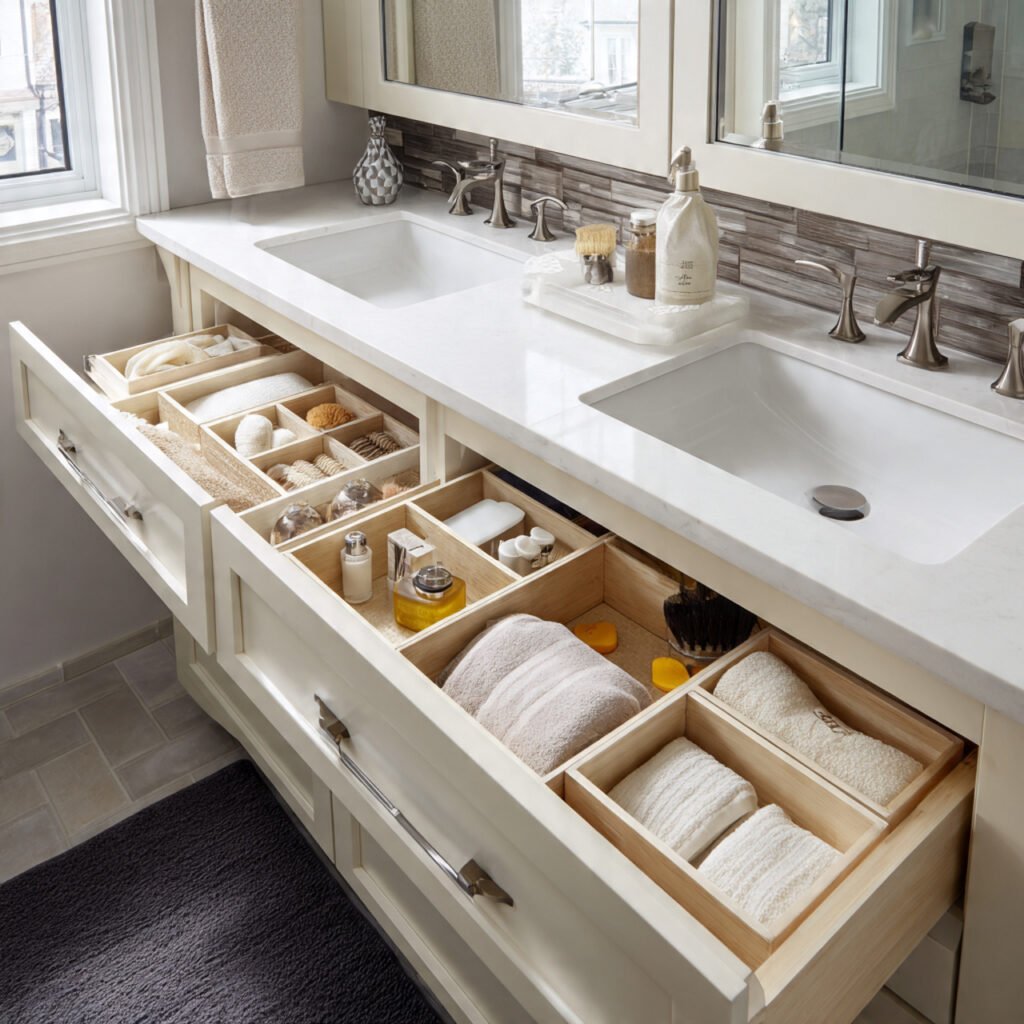 Double Sink Vanity Organization Ideas