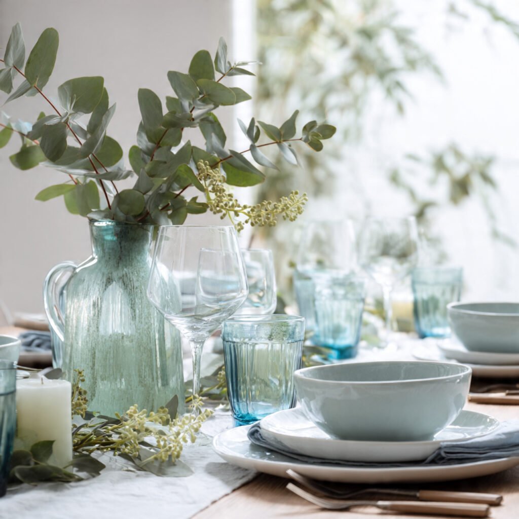 24 Beautiful Easter Table Settings Ideas for Every Style 17 Blue and Green Palette