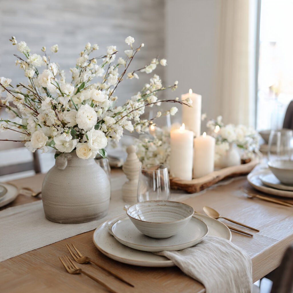 24 Beautiful Easter Table Settings Ideas for Every Style 11 Neutral Tone Elegance