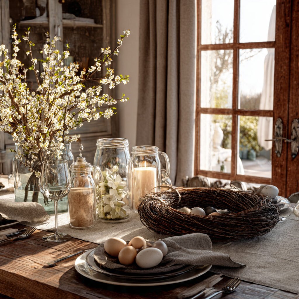 24 Beautiful Easter Table Settings Ideas for Every Style 14 Handmade Centerpiece Display