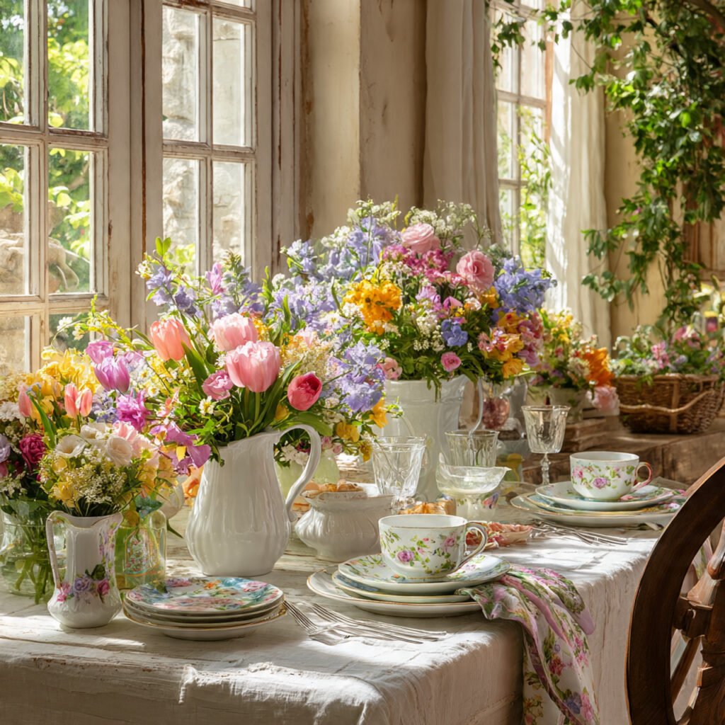 24 Beautiful Easter Table Settings Ideas for Every Style 4 Floral Garden Setting