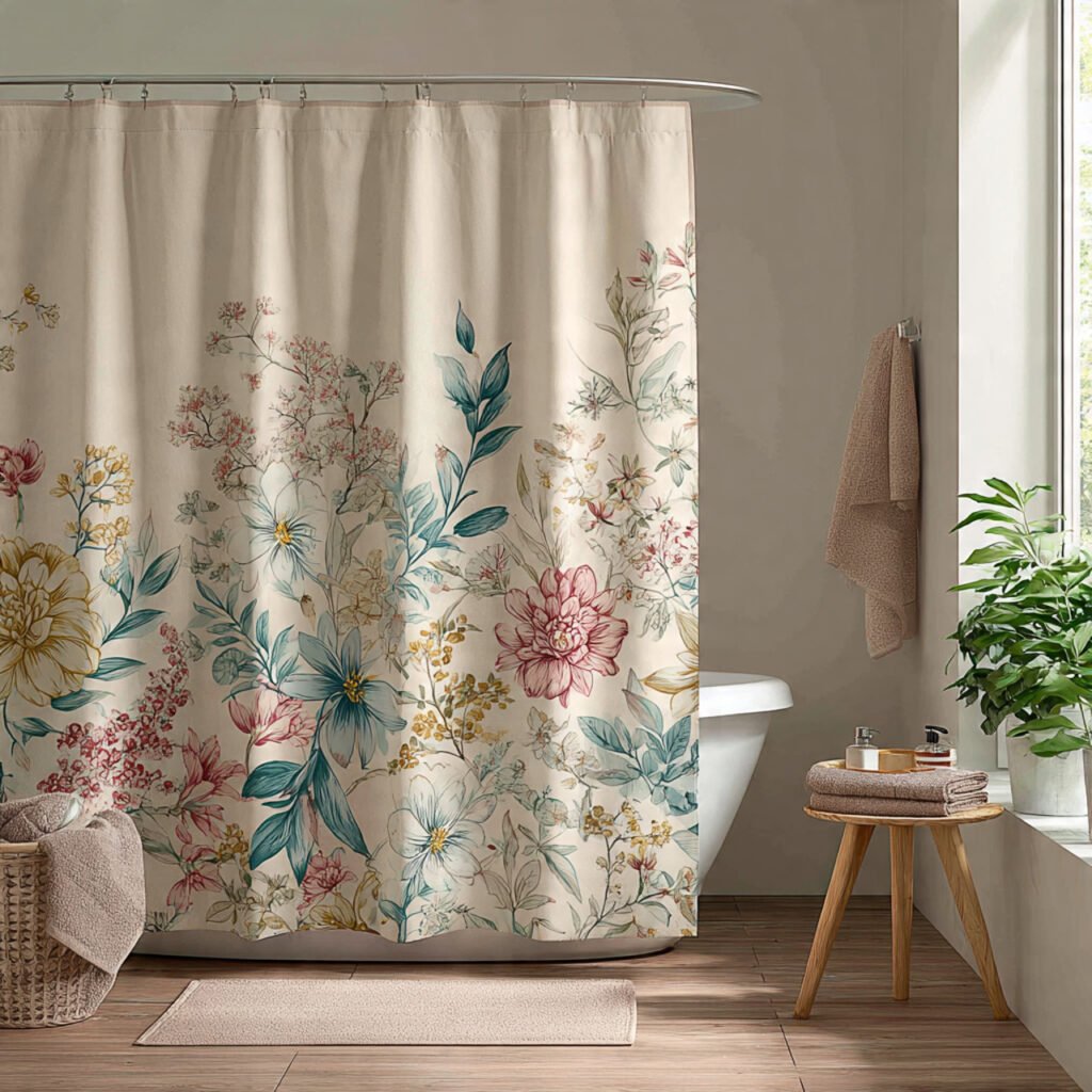 27 Creative Easter Bathroom Decor Ideas for Small & Stylish Spaces 17 Floral Shower Curtain Ideas