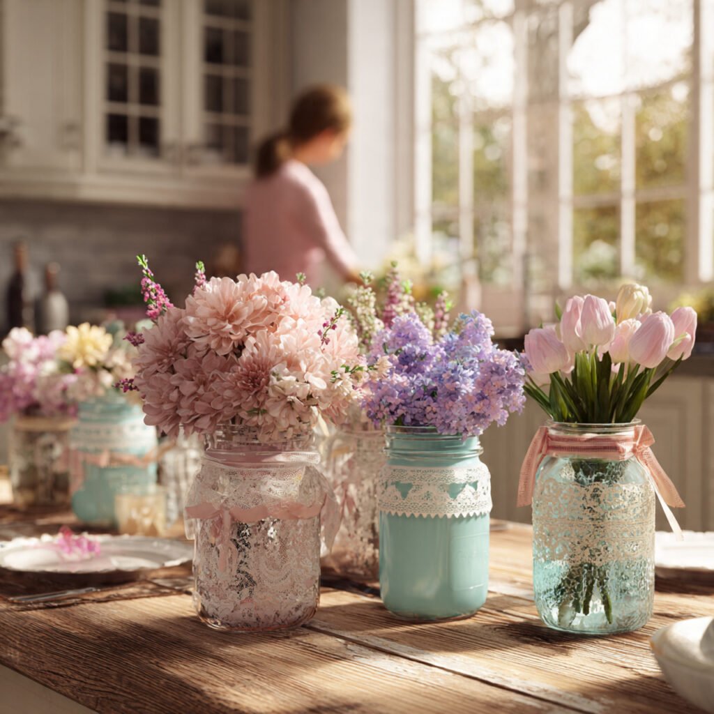 27 Easy and Elegant Spring Centerpiece Ideas 5 design a charming spring table with several mason