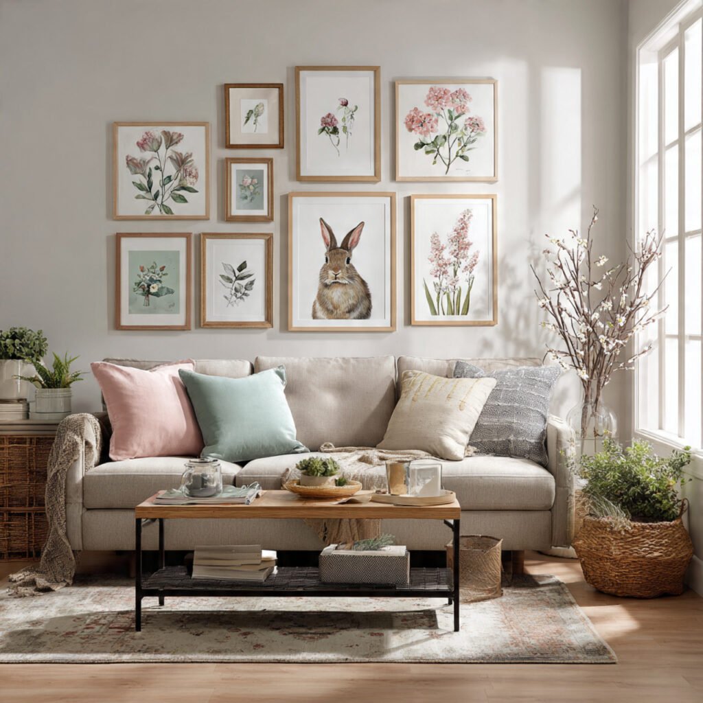 28 Creative Easter Living Room Decor Ideas for a Stylish Home 13 Easter Wall Art Display Ideas