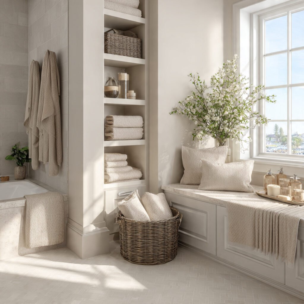 27 Creative Easter Bathroom Decor Ideas for Small & Stylish Spaces 14 Neutral Spring Bathroom Accent Ideas