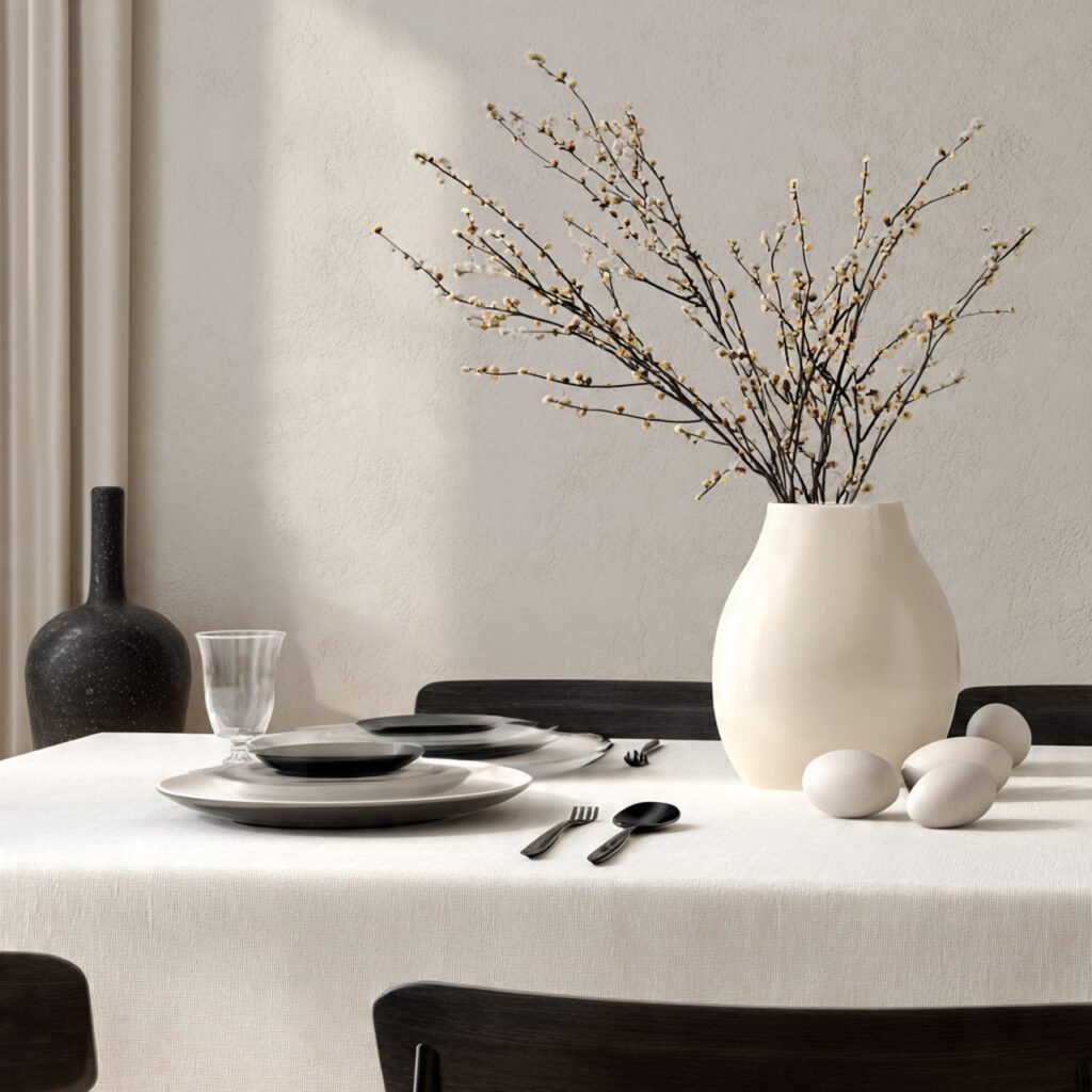24 Beautiful Easter Table Settings Ideas for Every Style 5 Modern Minimalist Arrangement