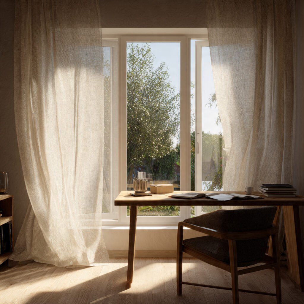 30 Aesthetic Home Office Desk Setup Ideas for Productivity 15 Window-Facing Desk Setup Ideas