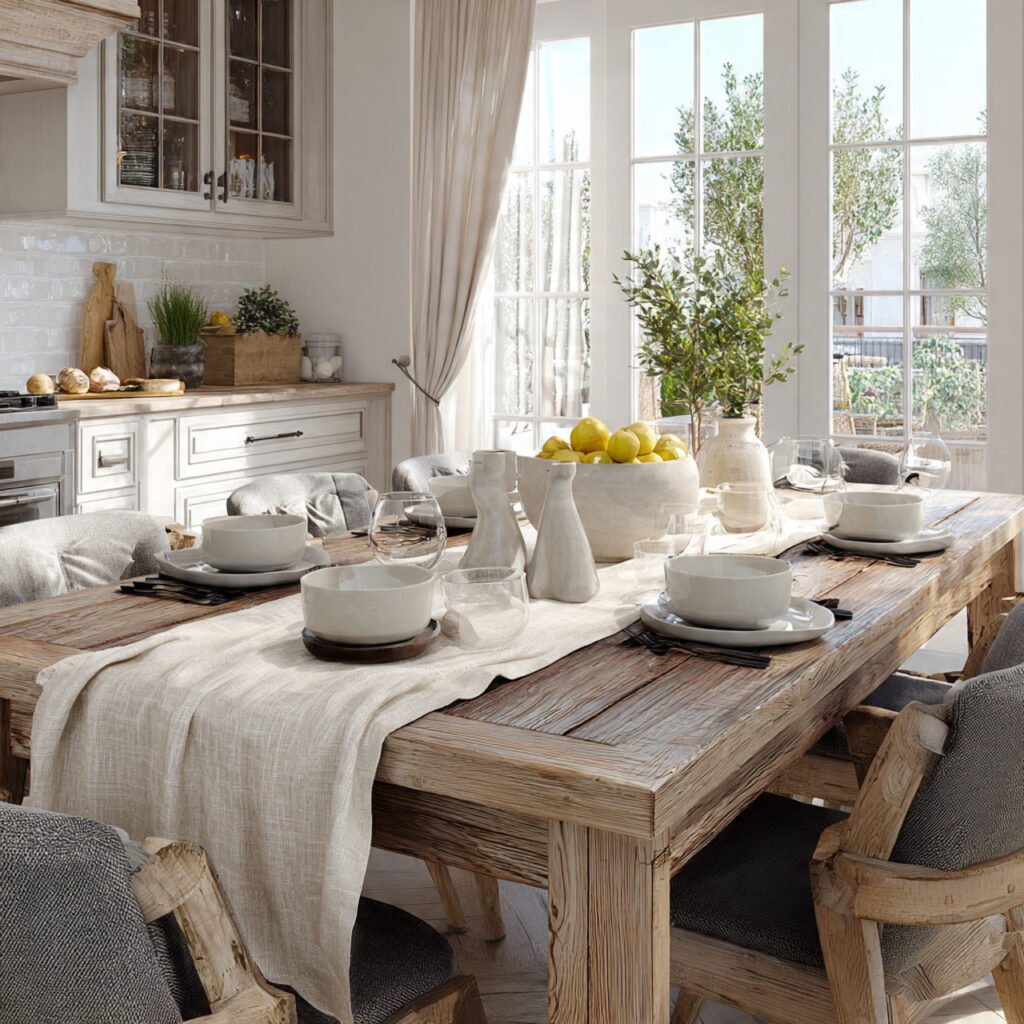 Farmhouse Table Styling with Neutral Tones Ideas