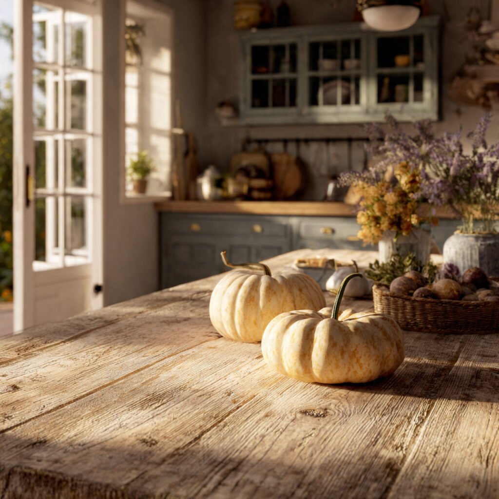 Farmhouse Table with Seasonal Decor Ideas