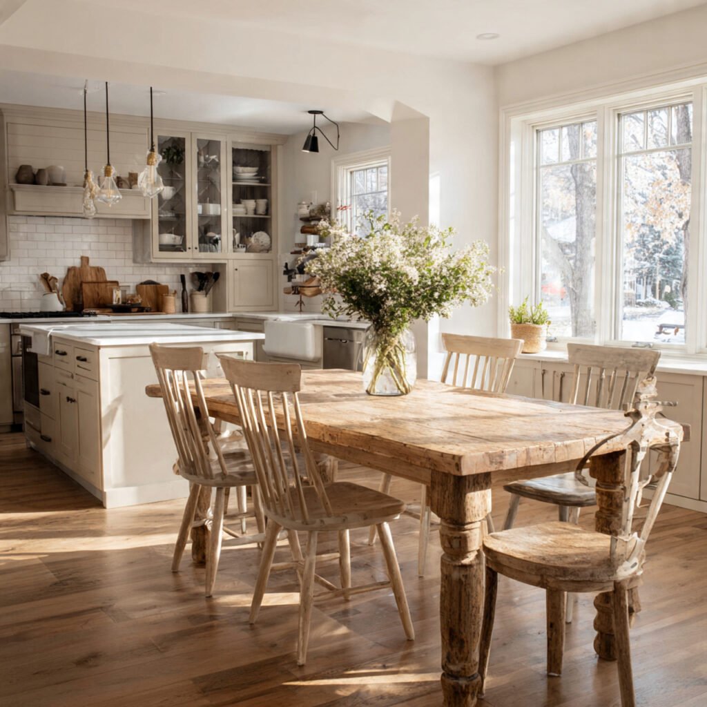 Farmhouse Table with Mixed Chairs Ideas