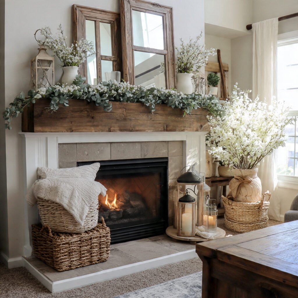 27 Spring Fireplace Ideas to Brighten Your Mantel 6 Modern seasonal hearth decor ideas