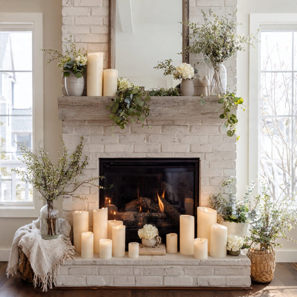 27 Spring Fireplace Ideas to Brighten Your Mantel 18 Candle cluster arrangement ideas