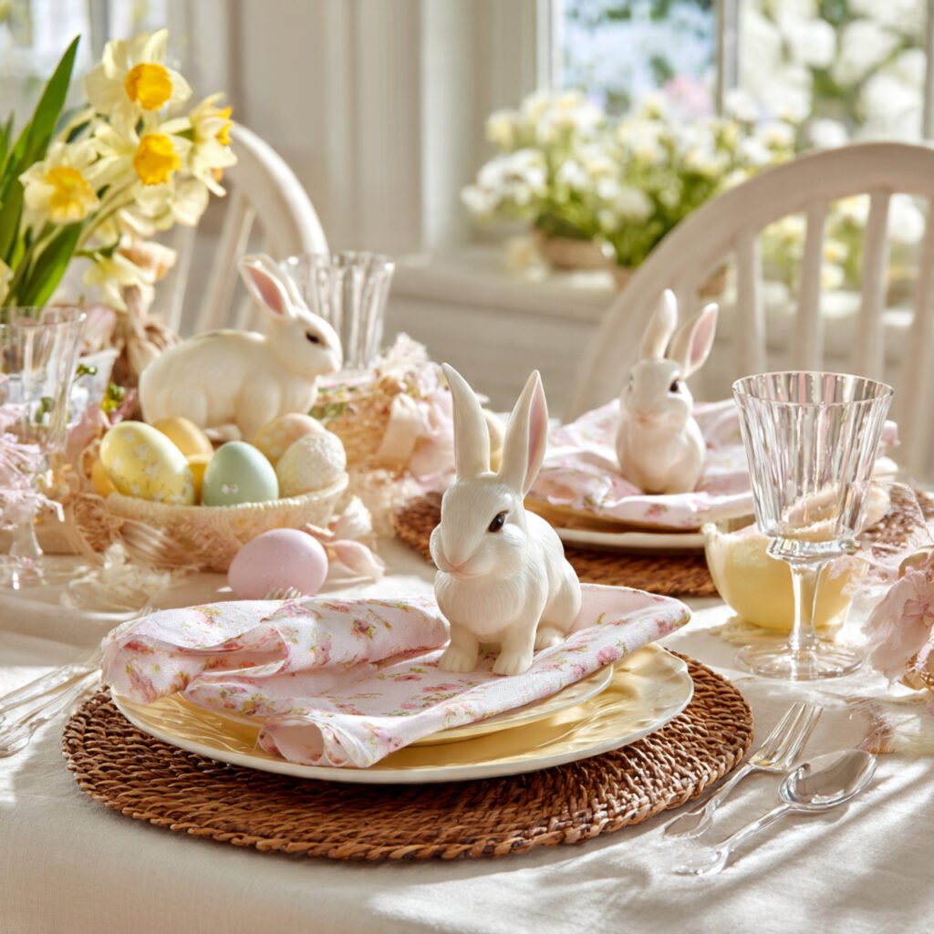 24 Beautiful Easter Table Settings Ideas for Every Style 7 Playful Bunny Theme