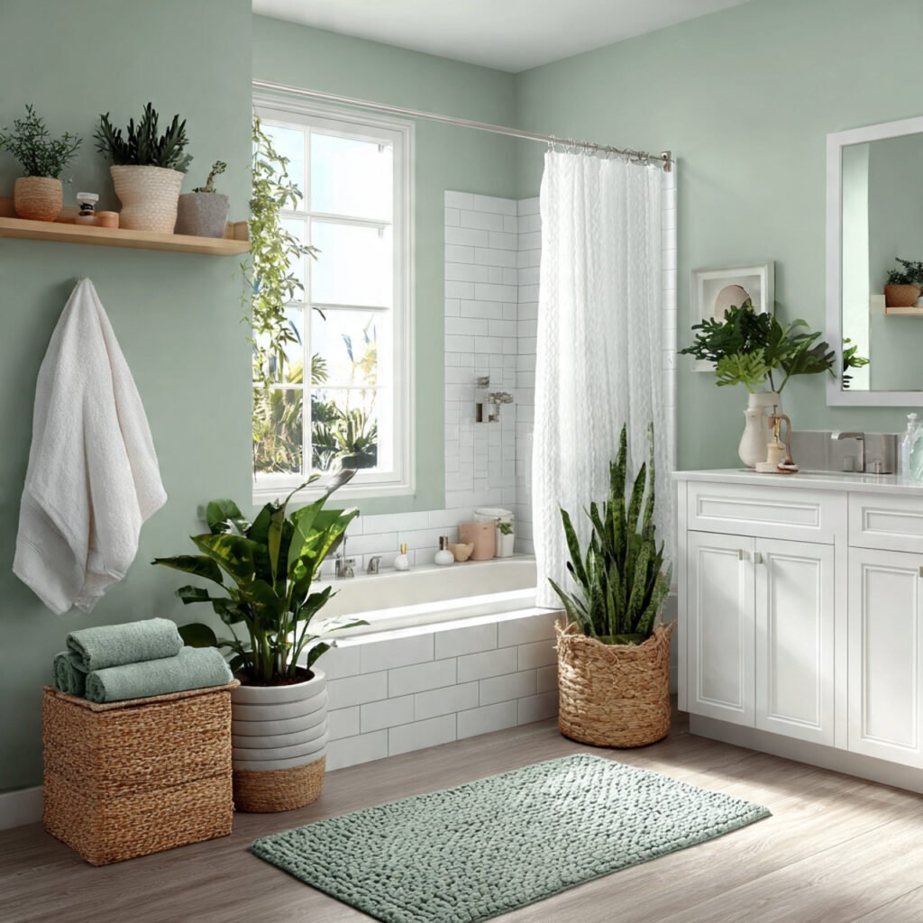 27 Creative Easter Bathroom Decor Ideas for Small & Stylish Spaces 27 Green and White Spring Bathroom Ideas