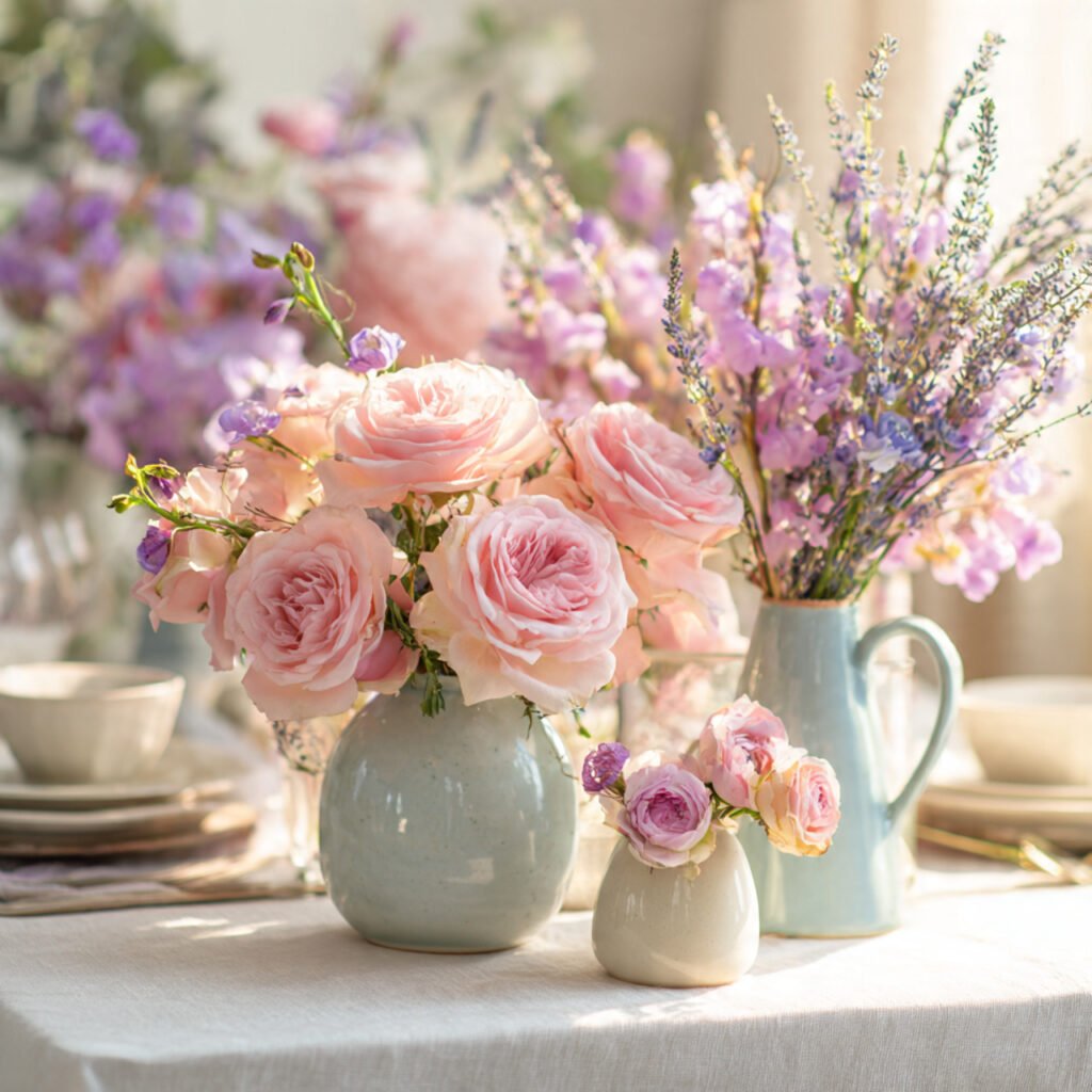27 Easy and Elegant Spring Centerpiece Ideas 6 Pastel Themed Centerpiece Ideas