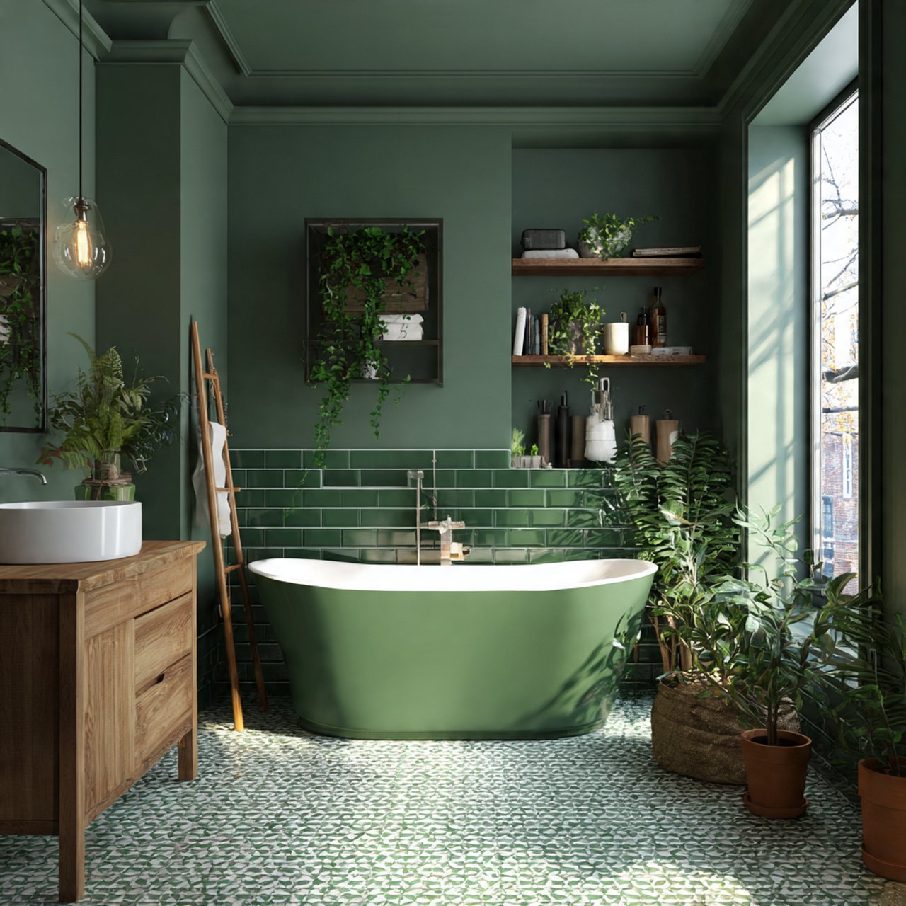 green bathroom decor