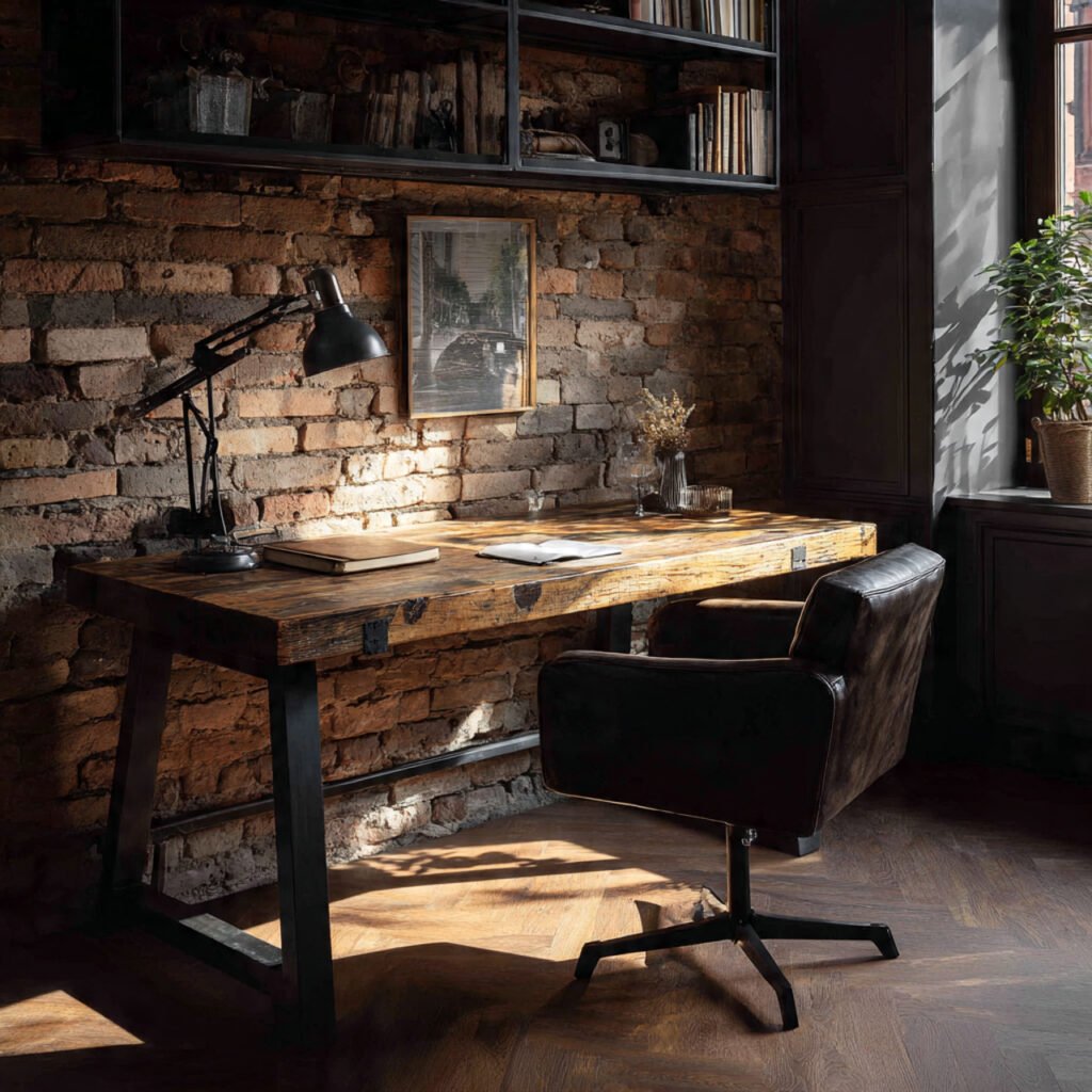 30 Aesthetic Home Office Desk Setup Ideas for Productivity 11 Industrial Style Desk Setup Ideas