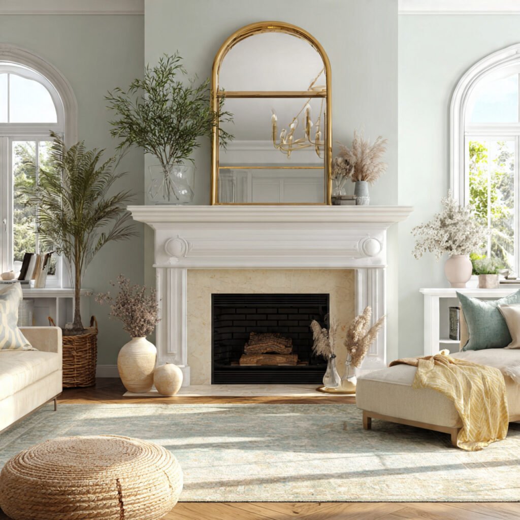 27 Spring Fireplace Ideas to Brighten Your Mantel 20 Mirror focal point ideas