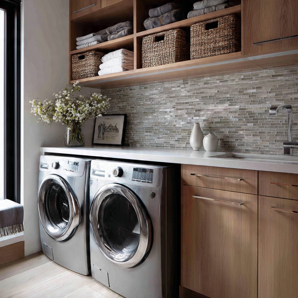 32 Stunning Laundry Room Makeover Ideas 2026 for Stylish Homes 22 Laundry Room Makeover Ideas with Modern Backsplashes