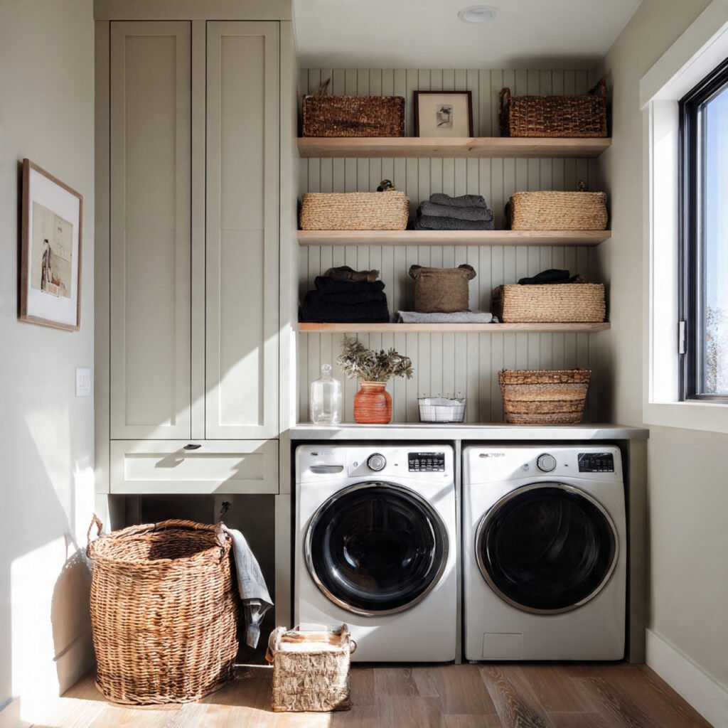 32 Stunning Laundry Room Makeover Ideas 2026 for Stylish Homes 31 Laundry Room Makeover Ideas with Vertical Storage Concepts