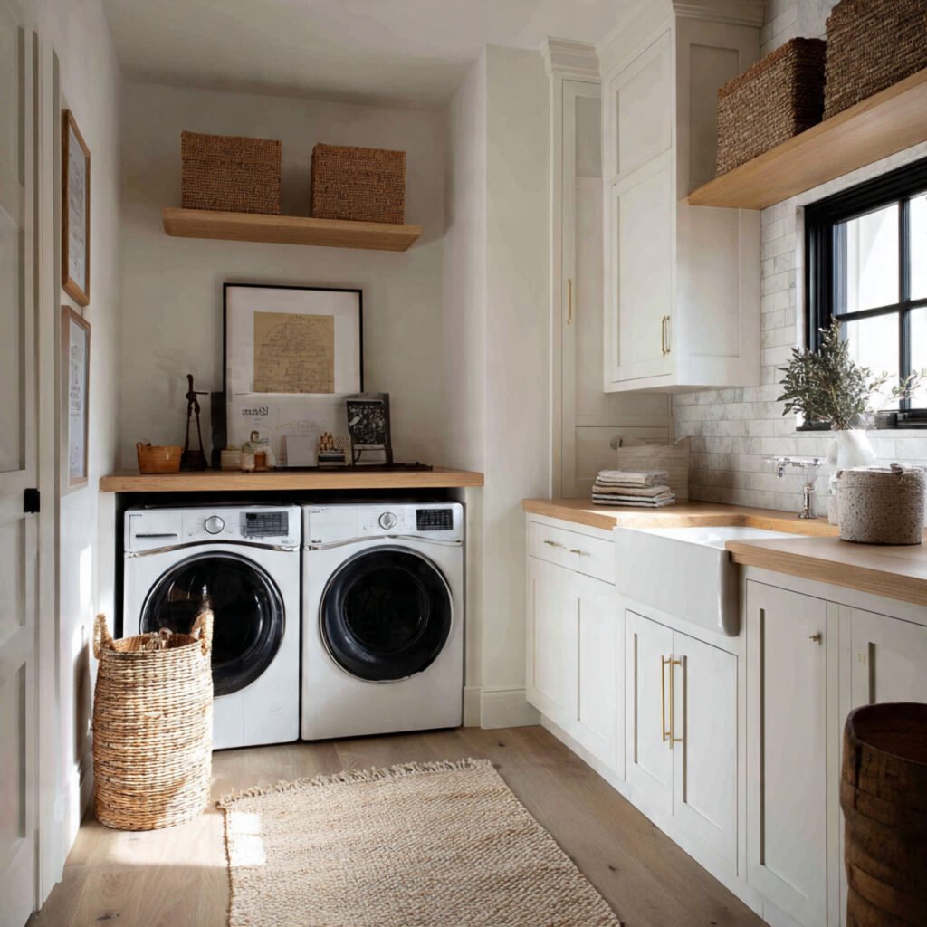32 Stunning Laundry Room Makeover Ideas 2026 for Stylish Homes 16 Laundry Room Makeover Ideas with Natural Wood Elements