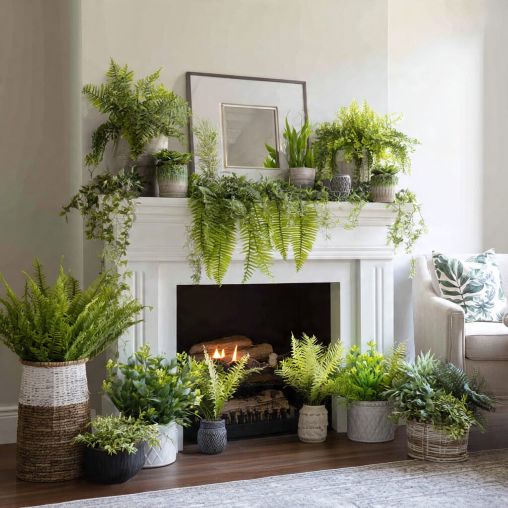 27 Spring Fireplace Ideas to Brighten Your Mantel 11 Natural foliage styling ideas