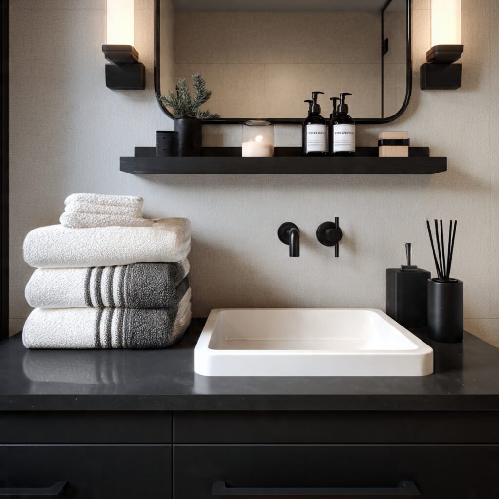 25 Bathroom Sink Decor Ideas That Instantly Elevate Your Vanity 13 Black and white countertop ideas