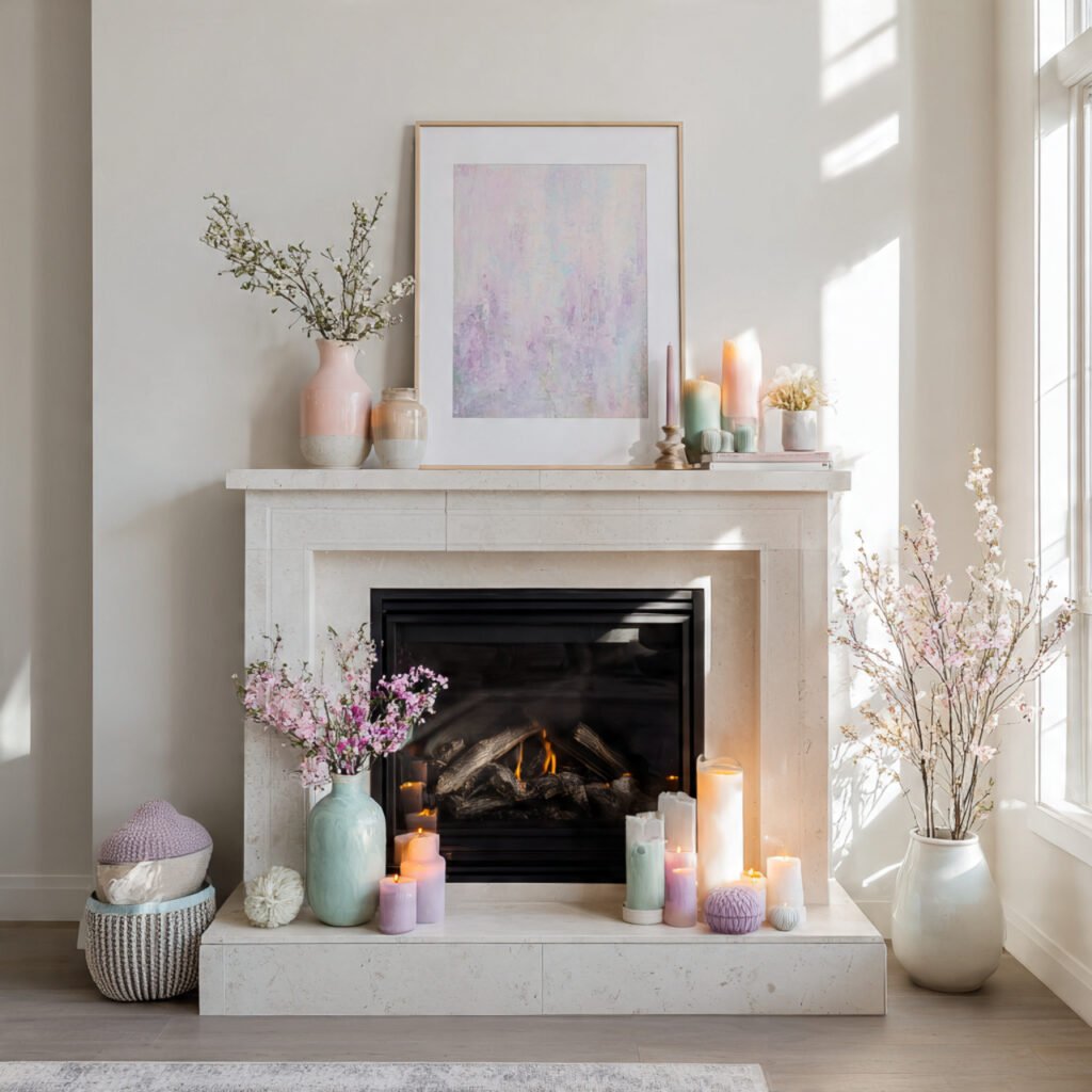 27 Spring Fireplace Ideas to Brighten Your Mantel 4 Pastel decor accents ideas