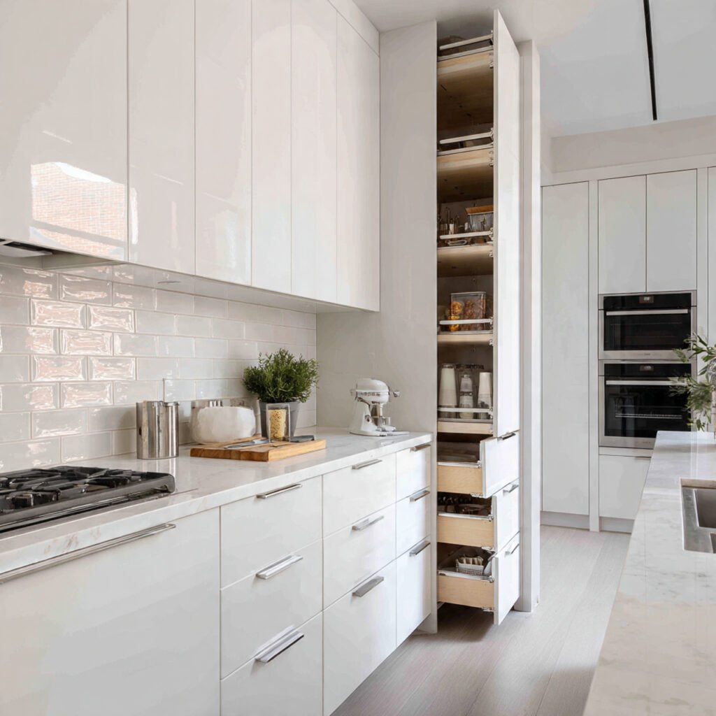 White Kitchen Cabinets with Hidden Storage Ideas