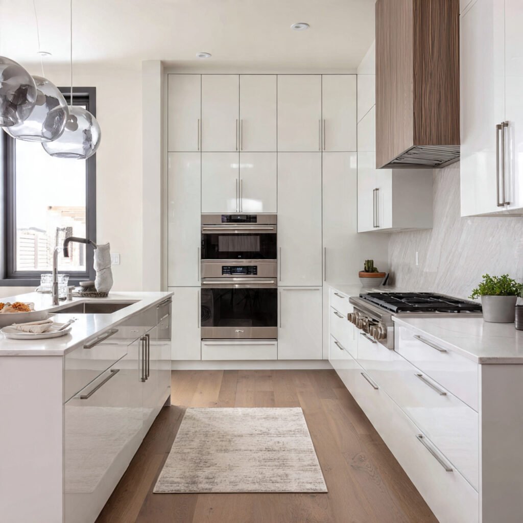 White Kitchen Cabinets with Minimal Hardware Look