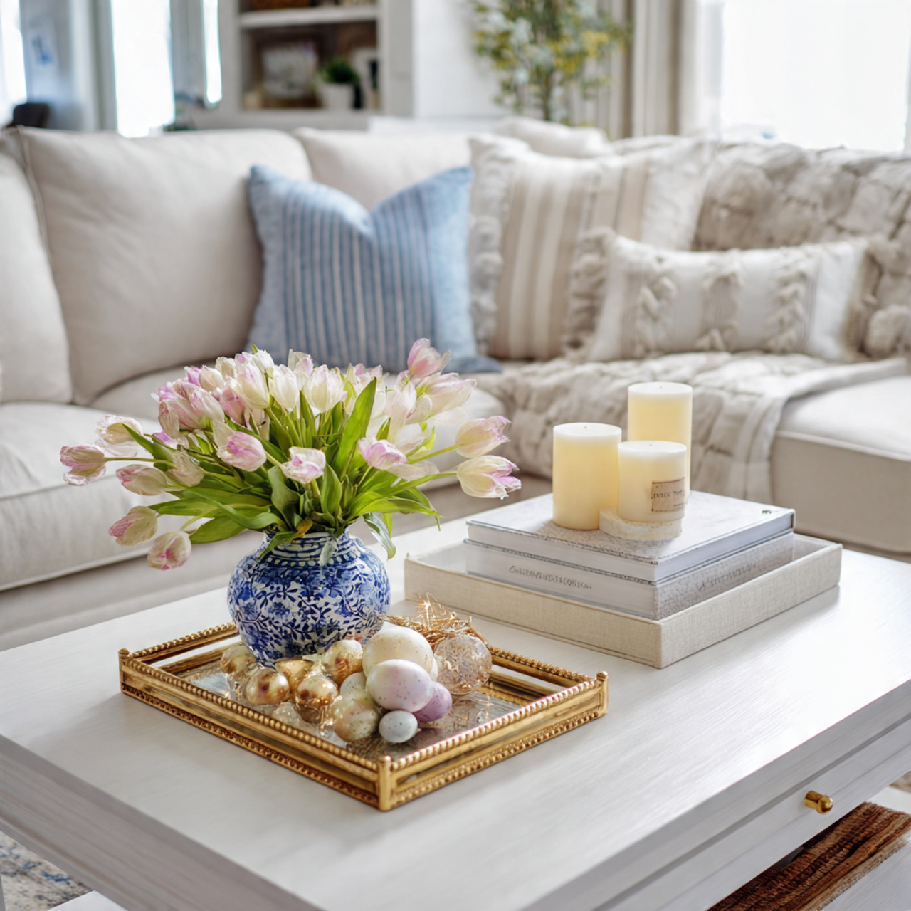 Spring Coffee Table Decor Ideas That Feel Light, Airy, and Beautiful 1 spring coffee table decor
