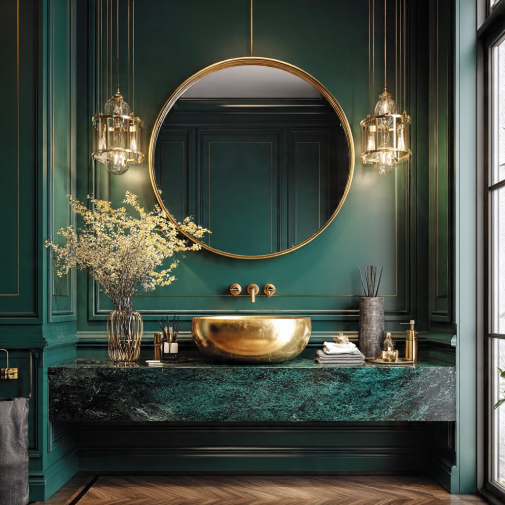 Green and Gold Bathroom Ideas