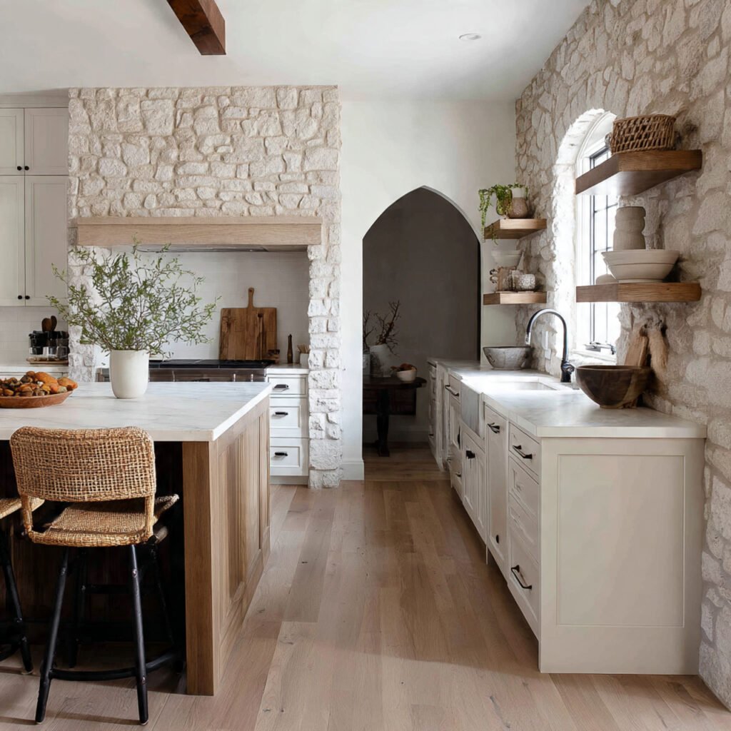 White Kitchen Cabinets with Earthy Design Elements