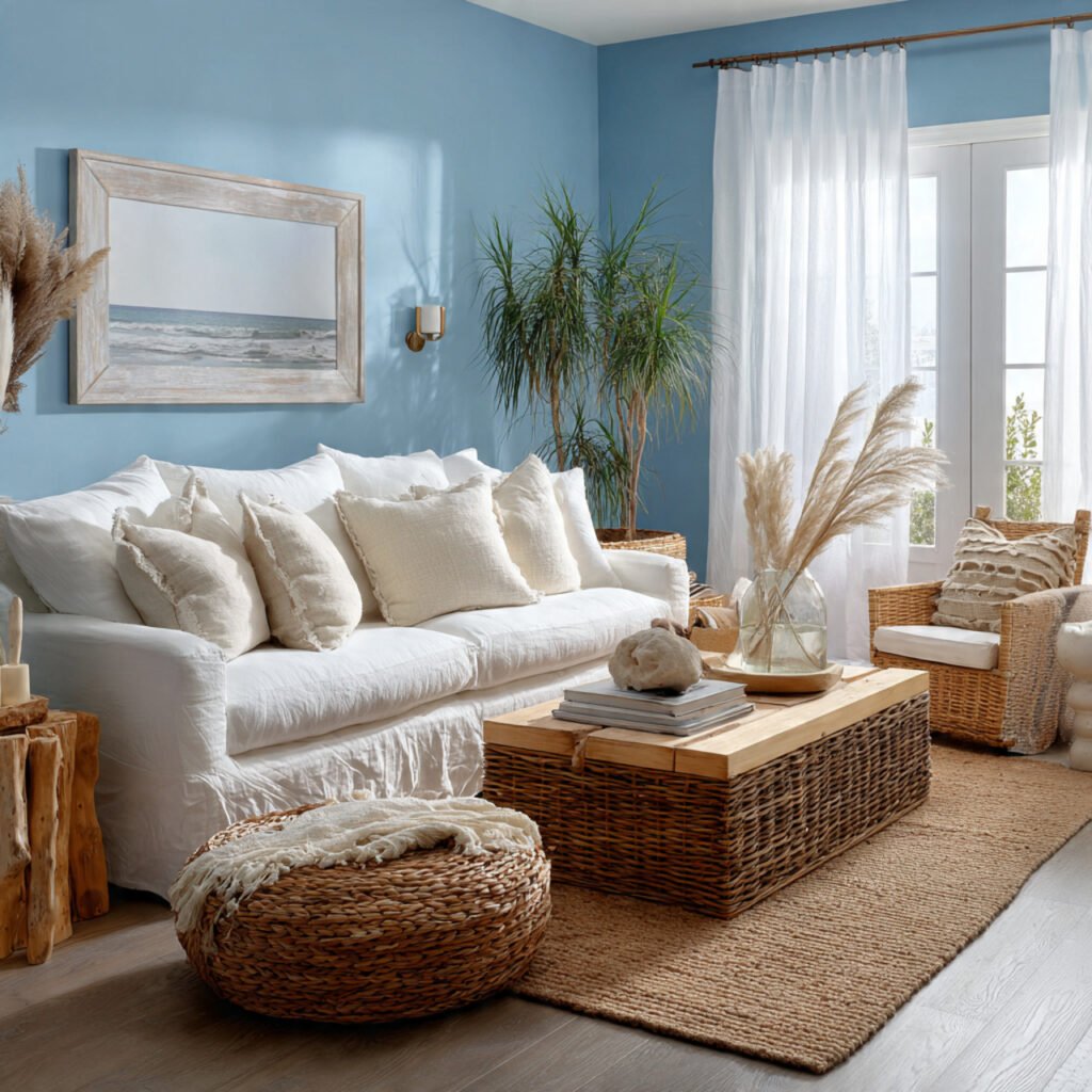 Coastal Blue Living Room Color Ideas