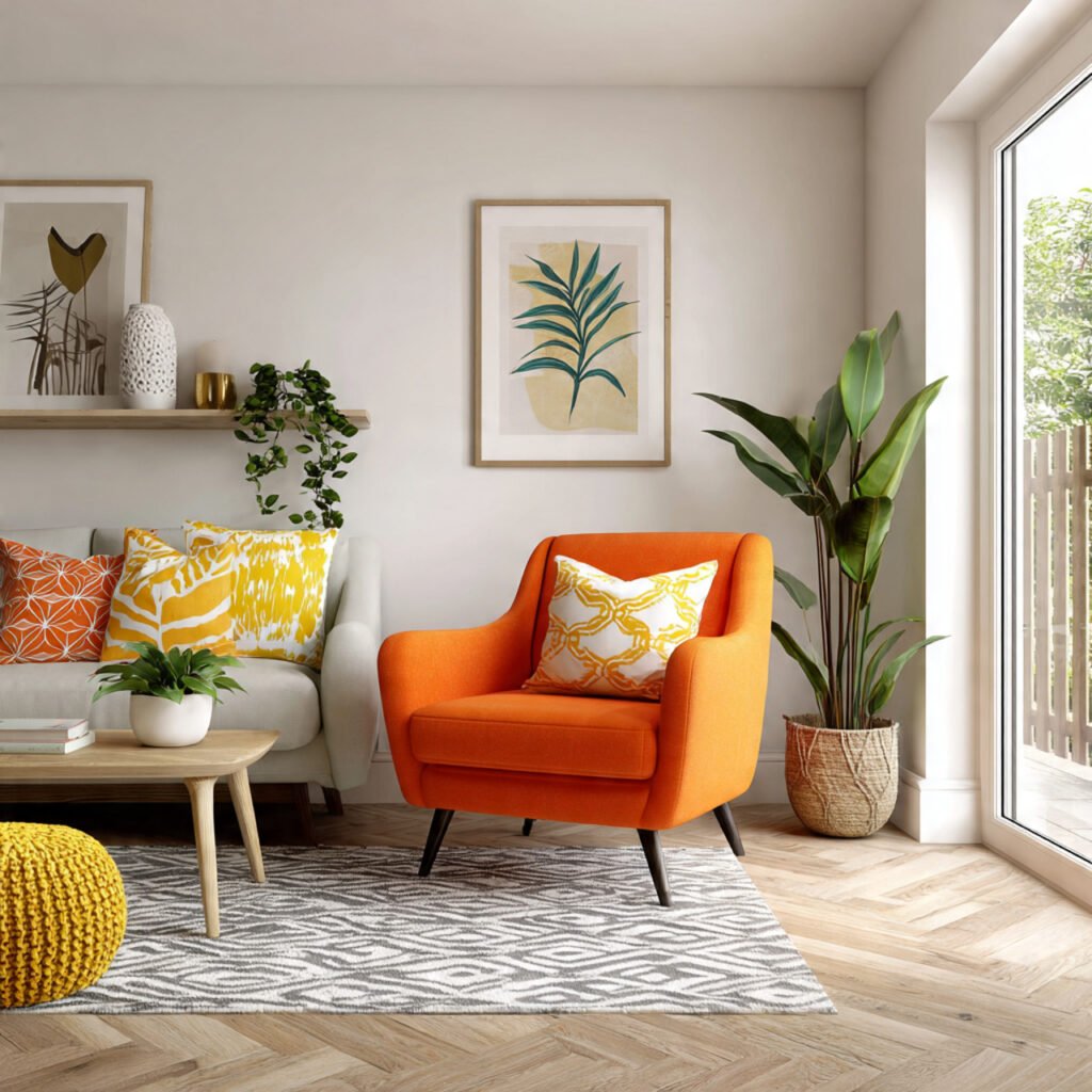 Citrus Orange and Yellow Living Room Ideas