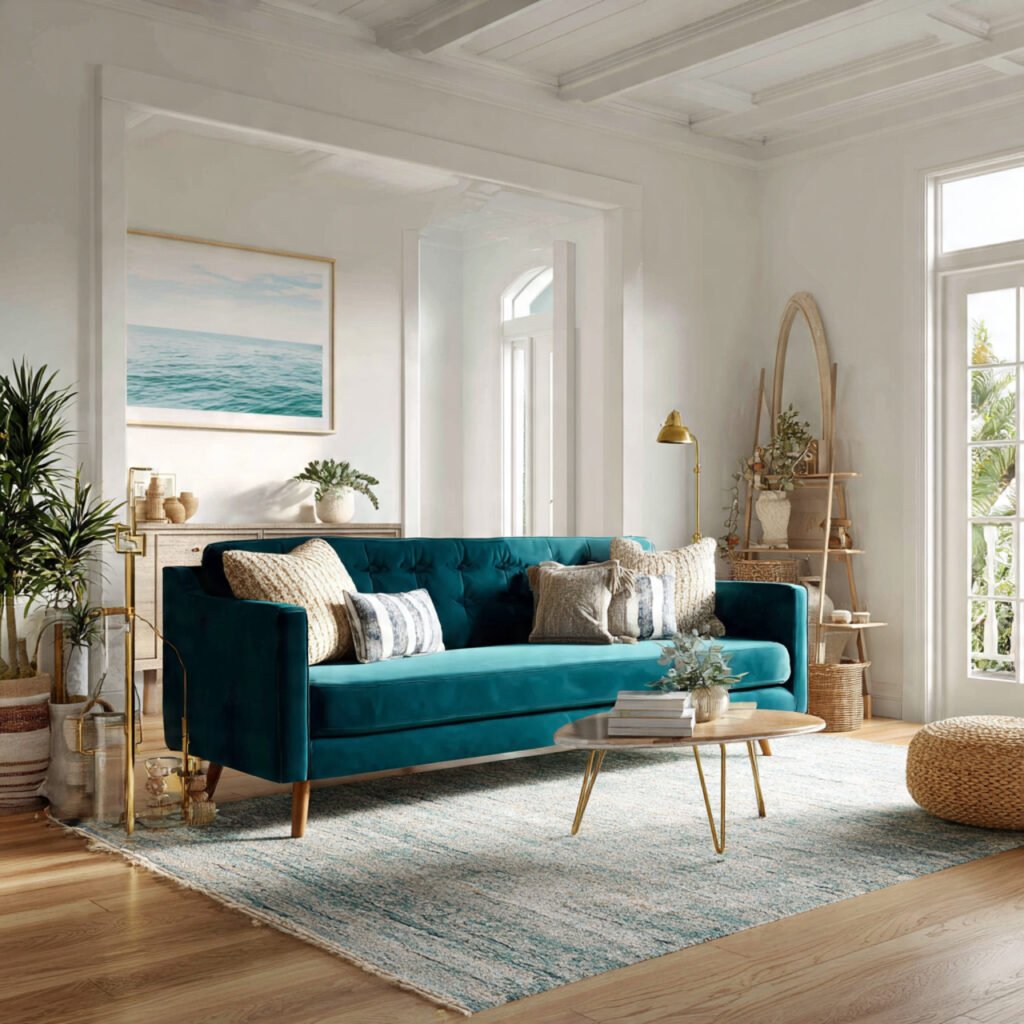Ocean-Inspired Teal Living Room Ideas