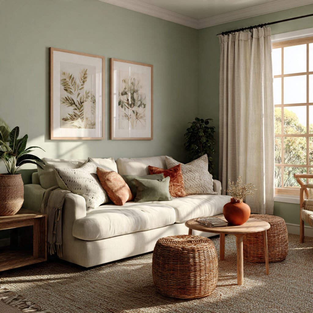 Earthy Sage Green Living Room Ideas