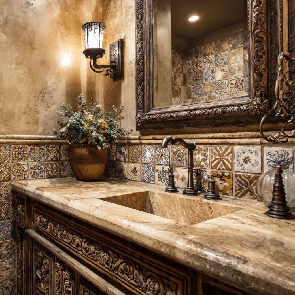 20 Stunning Spanish Bathroom Ideas That Bring Mediterranean Charm Home 7 Ornate Vanity Decor Ideas