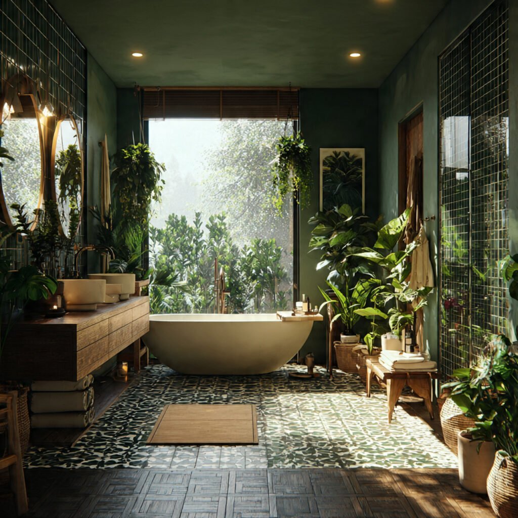 Fresh Green Plant Bathroom Ideas