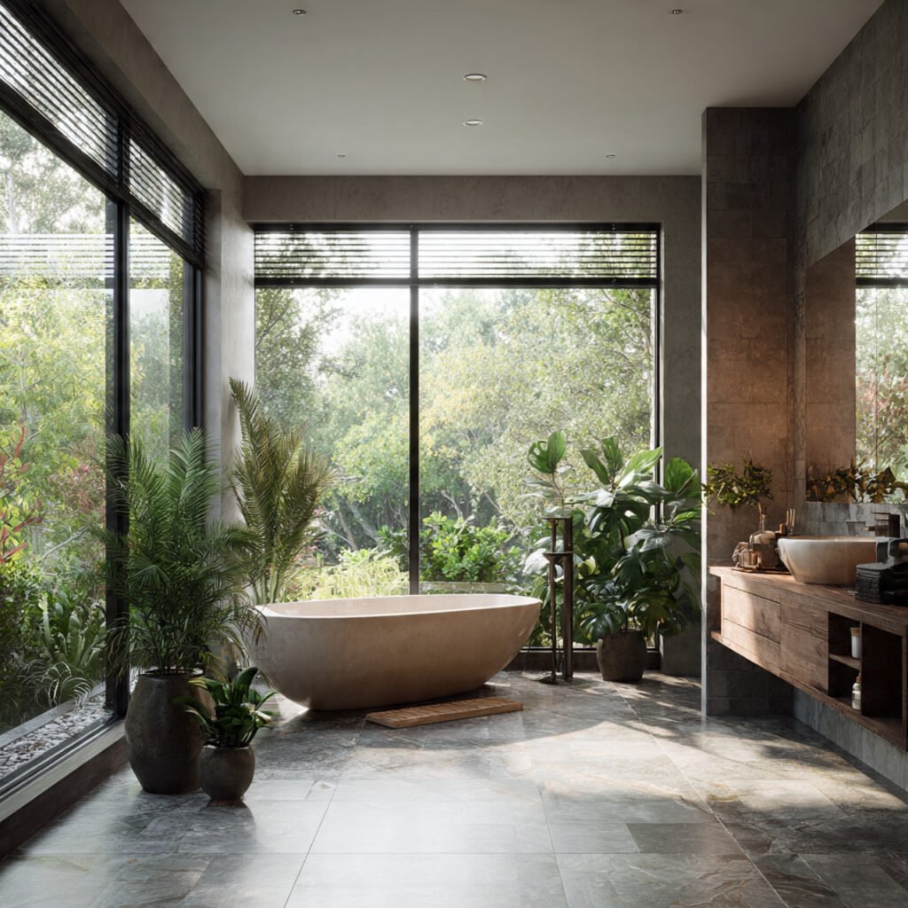 Garden view bathroom ideas