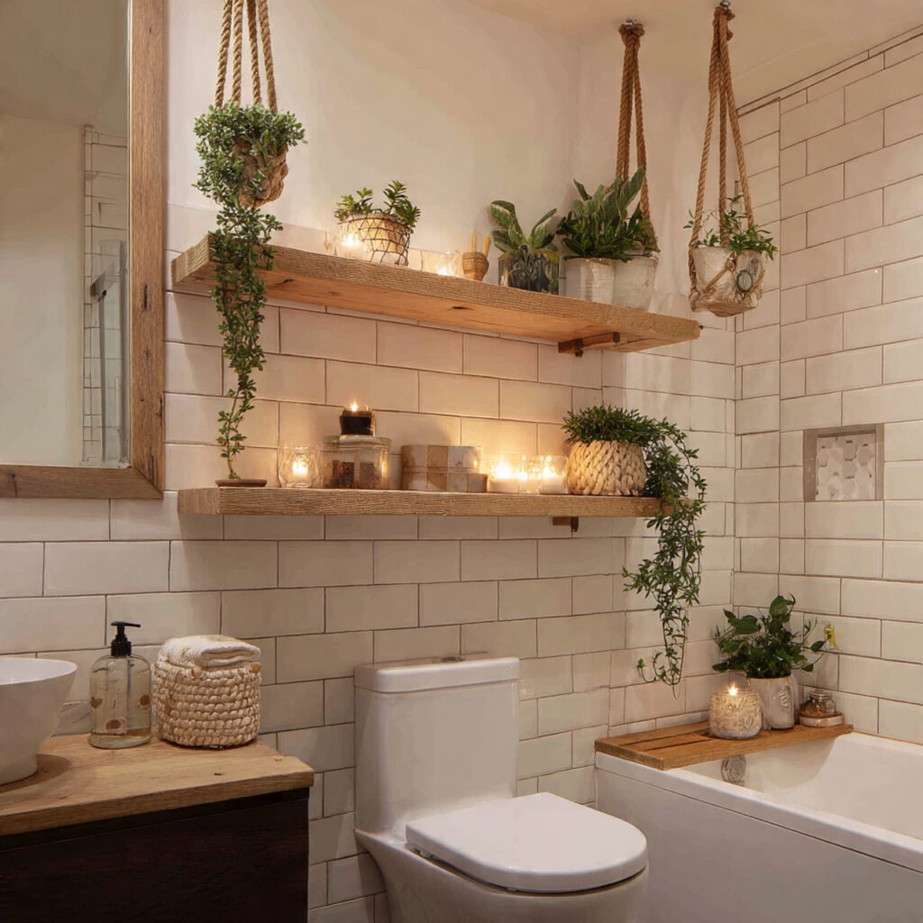21 DIY Bathroom Shelving Ideas for Modern and Rustic Bathrooms 13 Rope Hanging Bathroom Shelf Ideas