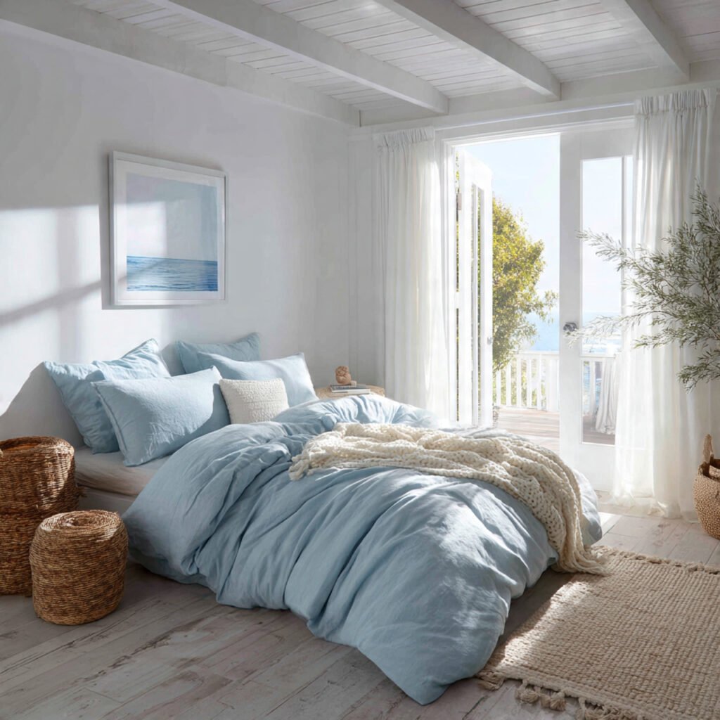 24 Summer Bedroom Aesthetic Ideas to Create a Dreamy and Relaxing Space 15 Soft Blue Bedroom Ideas